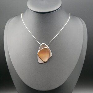 Artist Made Modernist Mixed-Metal Pendant Necklace with Overlapping Triangles